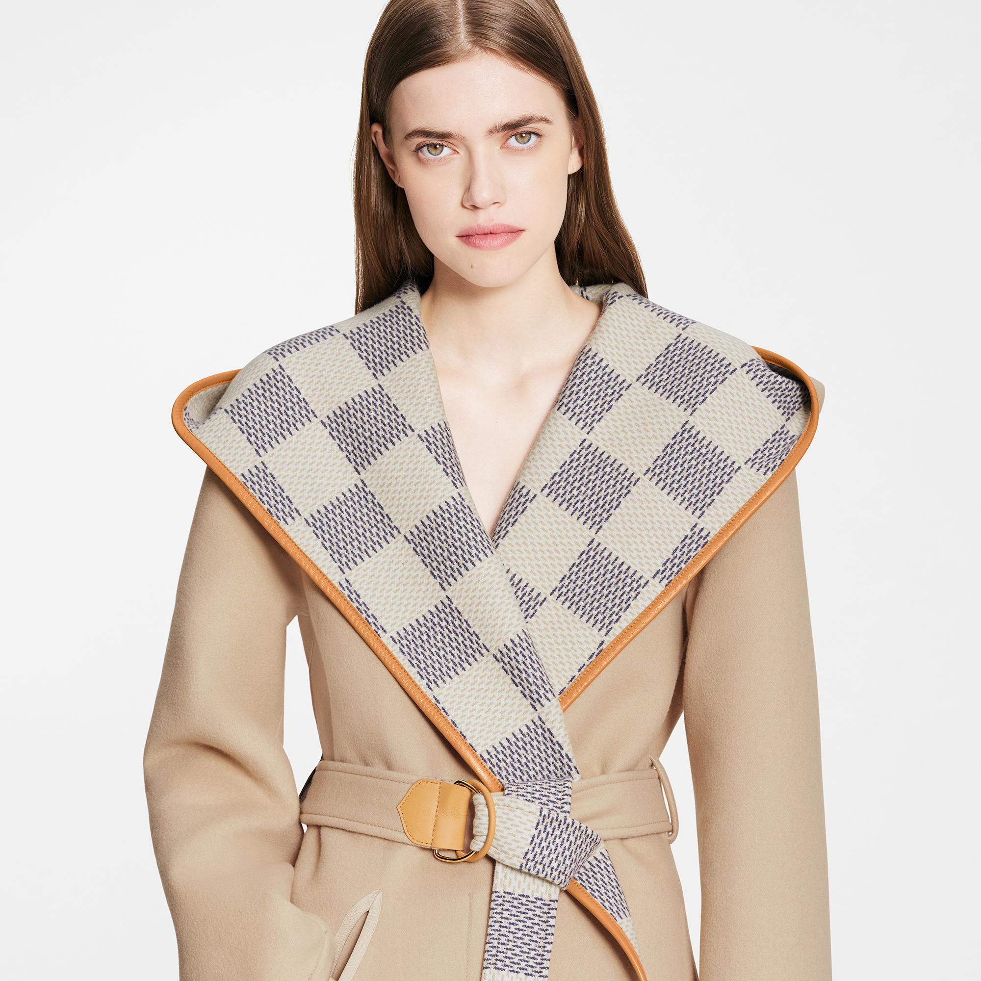 Reversible Damier Azur Hooded Wrap Coat Ready to Wear LOUIS VUITTON